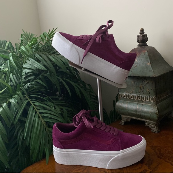 Vans Purple Suede Platform Old Skool Sneakers - Picture 4 of 8